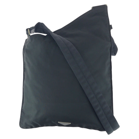 25867
PRADA プラダ テスート 三角ロゴプレート ブラック 黒 シルバー金具 ナイロン ショルダーバッグ サコッシュ ポシェット メンズ ABP35
