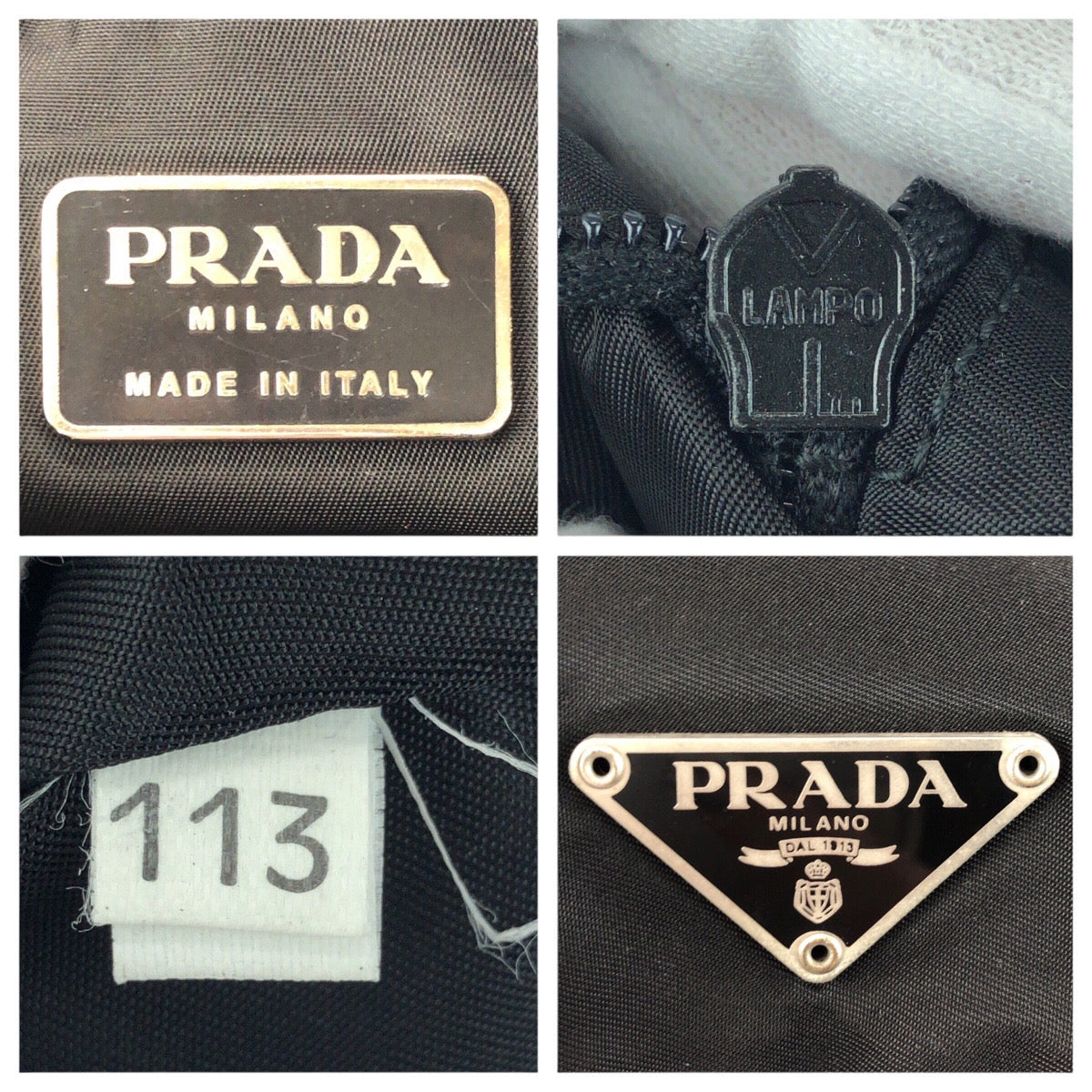 25867
PRADA プラダ テスート 三角ロゴプレート ブラック 黒 シルバー金具 ナイロン ショルダーバッグ サコッシュ ポシェット メンズ ABP35