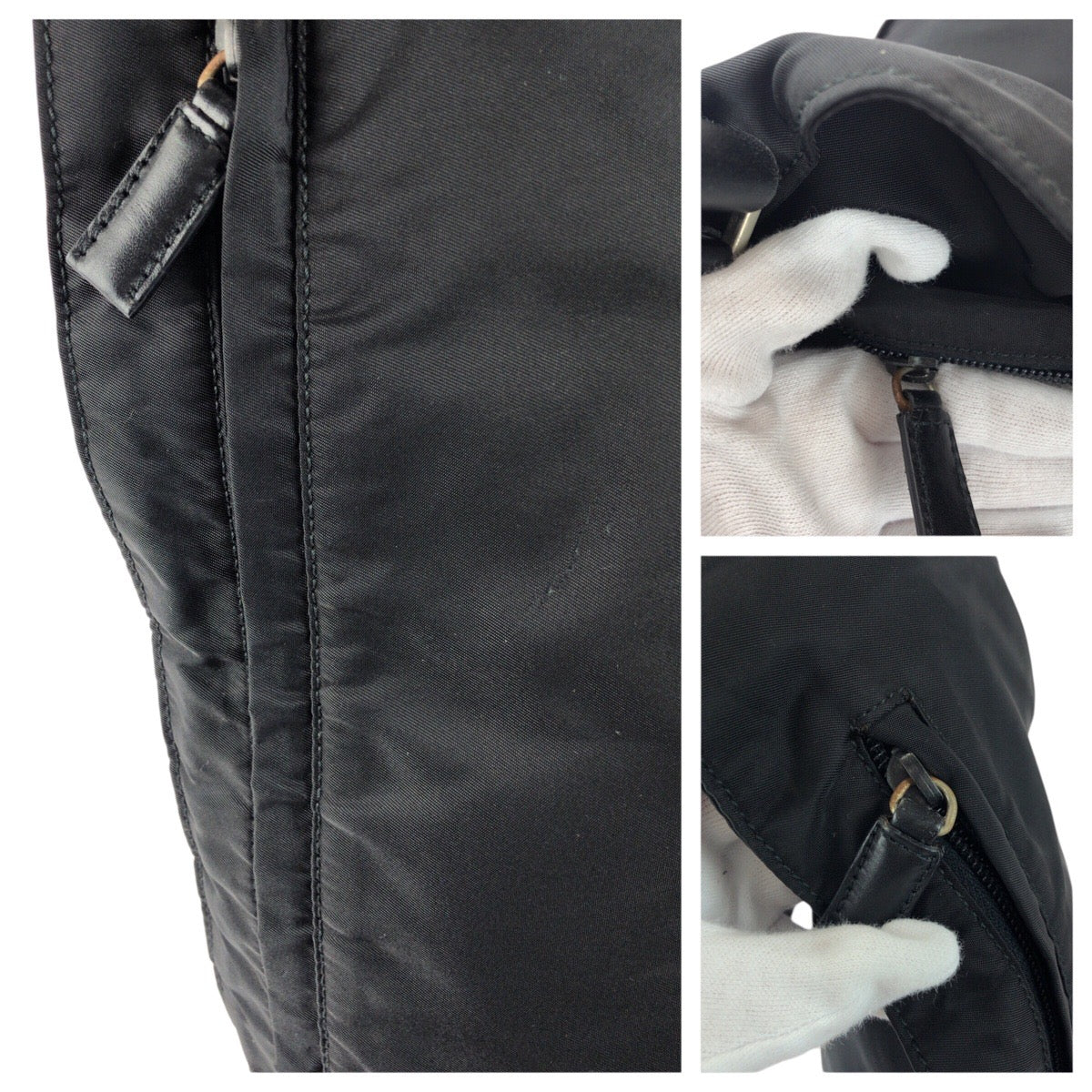 25867
PRADA プラダ テスート 三角ロゴプレート ブラック 黒 シルバー金具 ナイロン ショルダーバッグ サコッシュ ポシェット メンズ ABP35