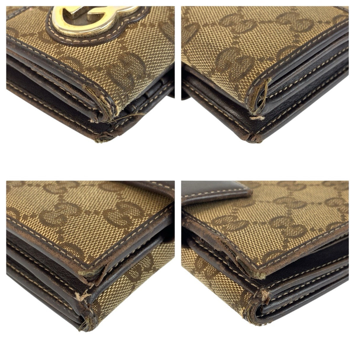 25869
GUCCI グッチ ラブリー ブラウン ベージュ ゴールド金具 GGキャンバス / レザー 245727 折財布 コンパクトウォレット レディース B3
