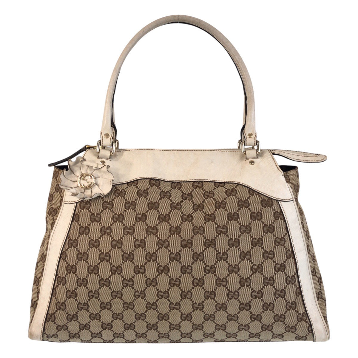 25870
GUCCI グッチ トロフィー ベージュ アイボリー ゴールド金具 GGキャンバス / レザー 189828 トートバッグ ショルダーバッグ レディース AB25