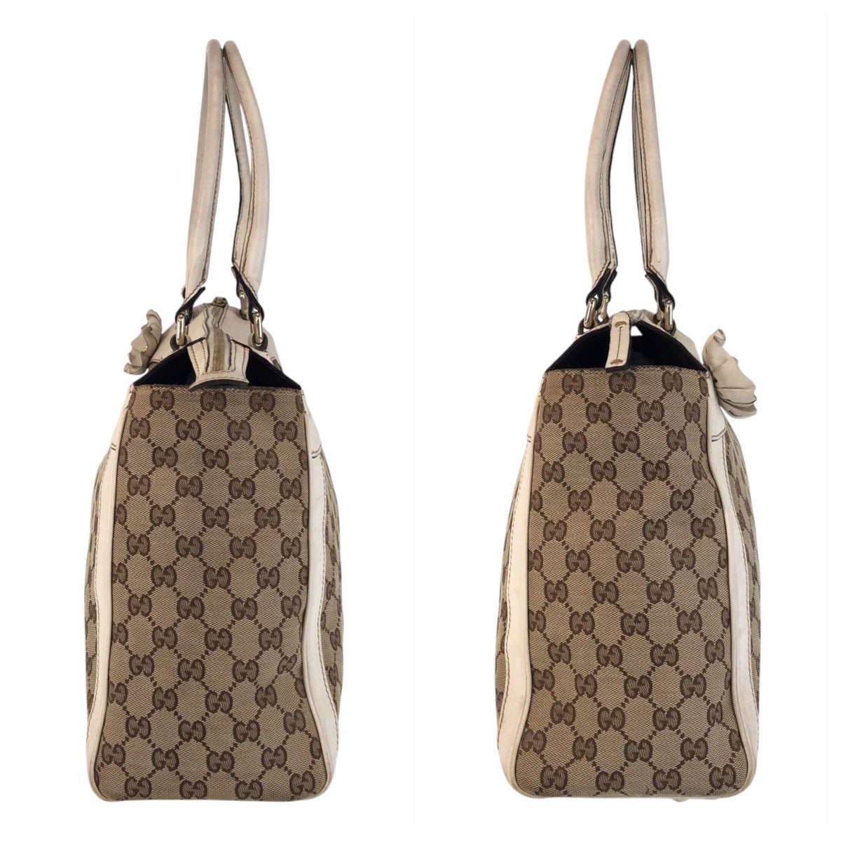 25870
GUCCI グッチ トロフィー ベージュ アイボリー ゴールド金具 GGキャンバス / レザー 189828 トートバッグ ショルダーバッグ レディース AB25