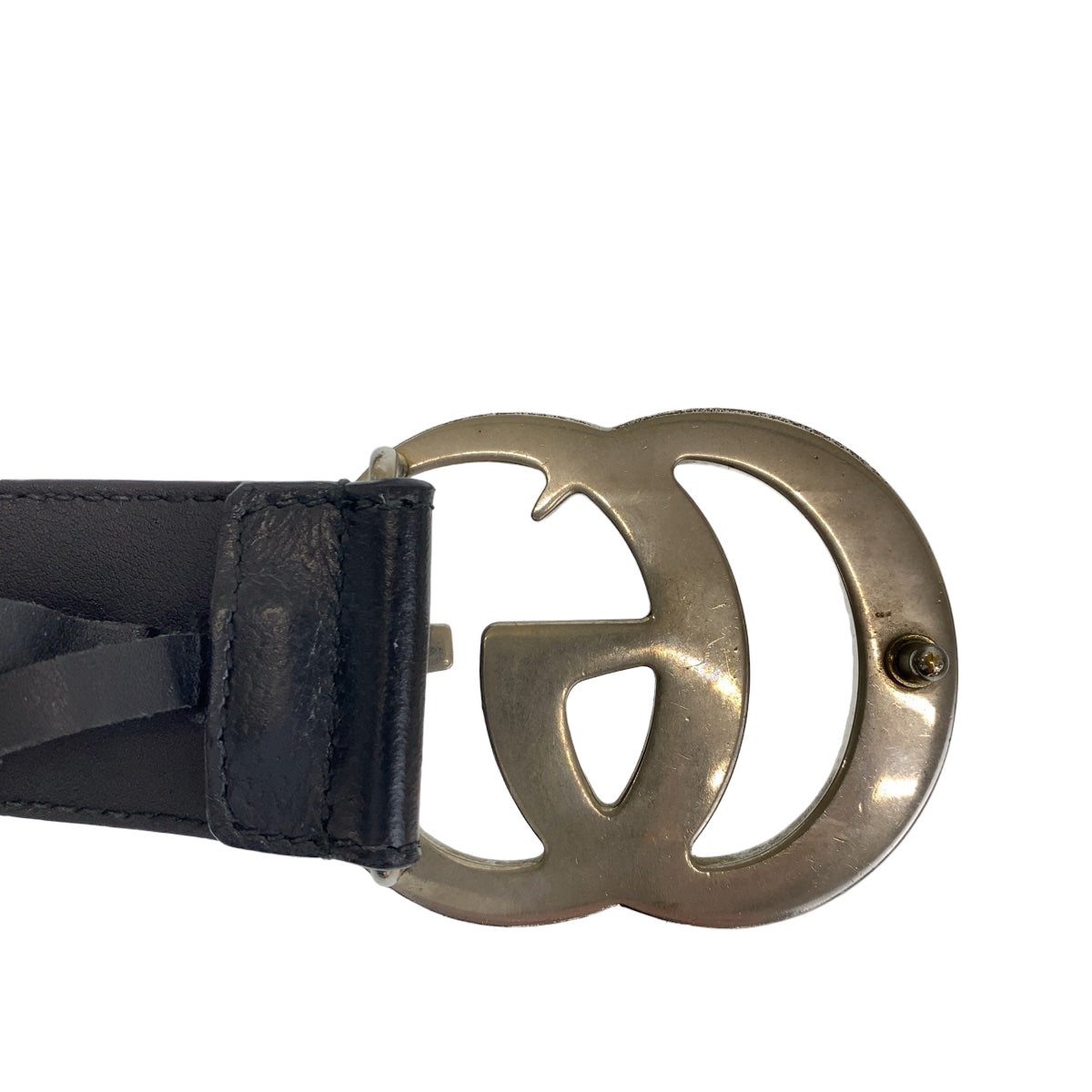 25871
GUCCI グッチ GGマーモント 85cm/34インチ ブラック 黒 シルバー金具 レザー 525040 ベルト バックル メンズ AB35
