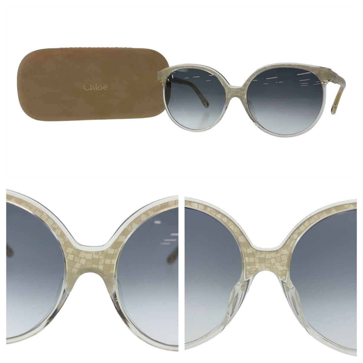 25875
Chloe クロエ ベージュ ゴールド金具 プラスチック CE735SA 109 60□17 145 サングラス グラデーションレンズ ウェリントン レディース A13