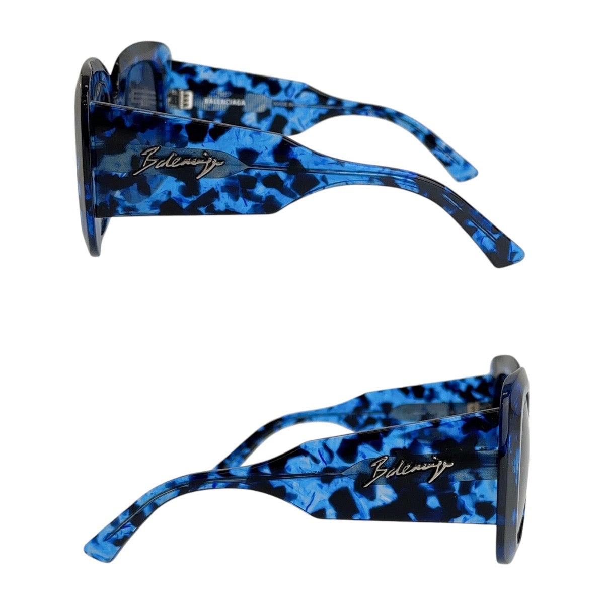 25878
BALENCIAGA バレンシアガ スクエアフルリム ブルー マーブル シルバー金具 プラスチック BB0119S 003 53□23 140 サングラス スクエア メンズ A21