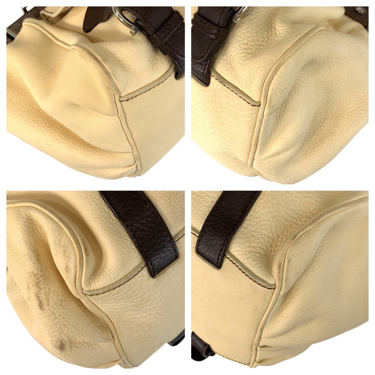 25879
Salvatore Ferragamo サルヴァトーレフェラガモ ベージュ アイボリー シルバー金具 レザー EZ-21 6954 ショルダーバッグ ハンドバッグ レディース AB25