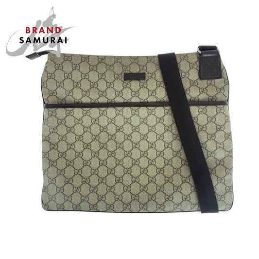 25880
GUCCI グッチ ベージュ ブラウン シルバー金具 GGスプリームキャンバス / レザー 141198 ショルダーバッグ ポシェット メンズ AB26