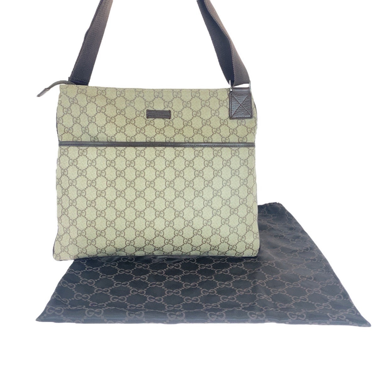 25880
GUCCI グッチ ベージュ ブラウン シルバー金具 GGスプリームキャンバス / レザー 141198 ショルダーバッグ ポシェット メンズ AB26