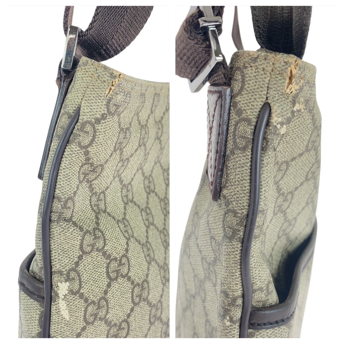 25880
GUCCI グッチ ベージュ ブラウン シルバー金具 GGスプリームキャンバス / レザー 141198 ショルダーバッグ ポシェット メンズ AB26