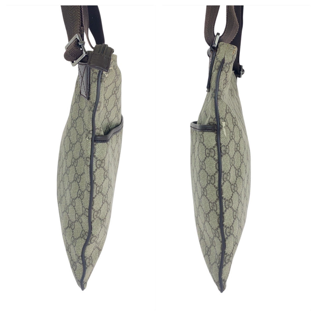 25880
GUCCI グッチ ベージュ ブラウン シルバー金具 GGスプリームキャンバス / レザー 141198 ショルダーバッグ ポシェット メンズ AB26
