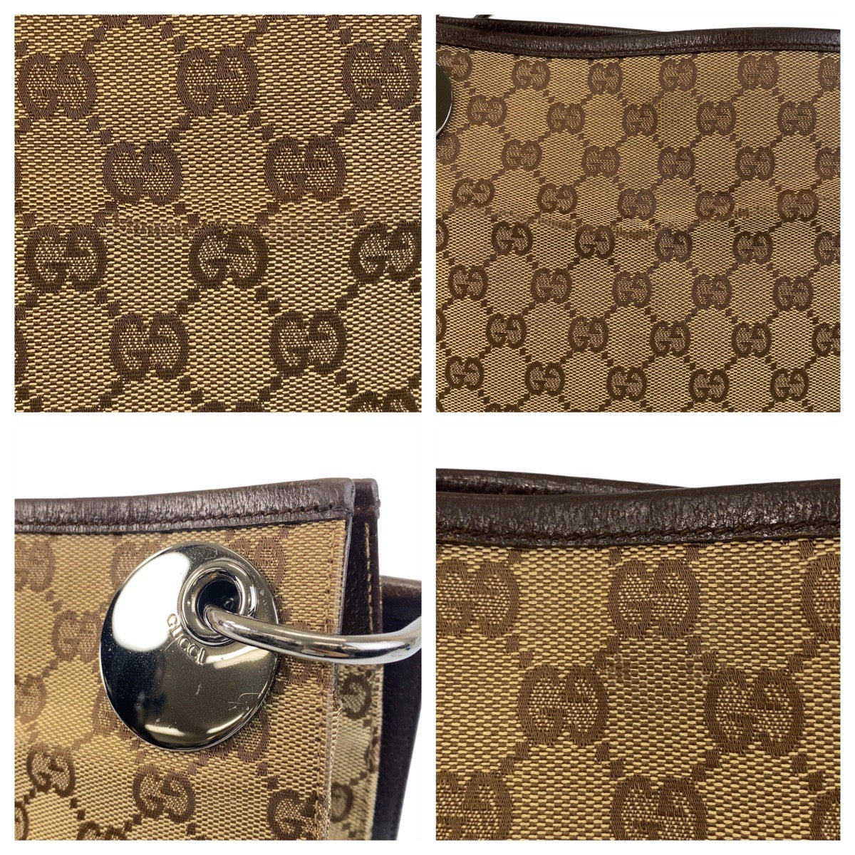 25881
GUCCI グッチ ベージュ ブラウン GGキャンバス / レザー 120841 ショルダーバッグ ポシェット レディース AB28