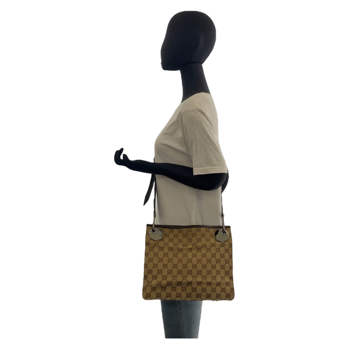 25881
GUCCI グッチ ベージュ ブラウン GGキャンバス / レザー 120841 ショルダーバッグ ポシェット レディース AB28