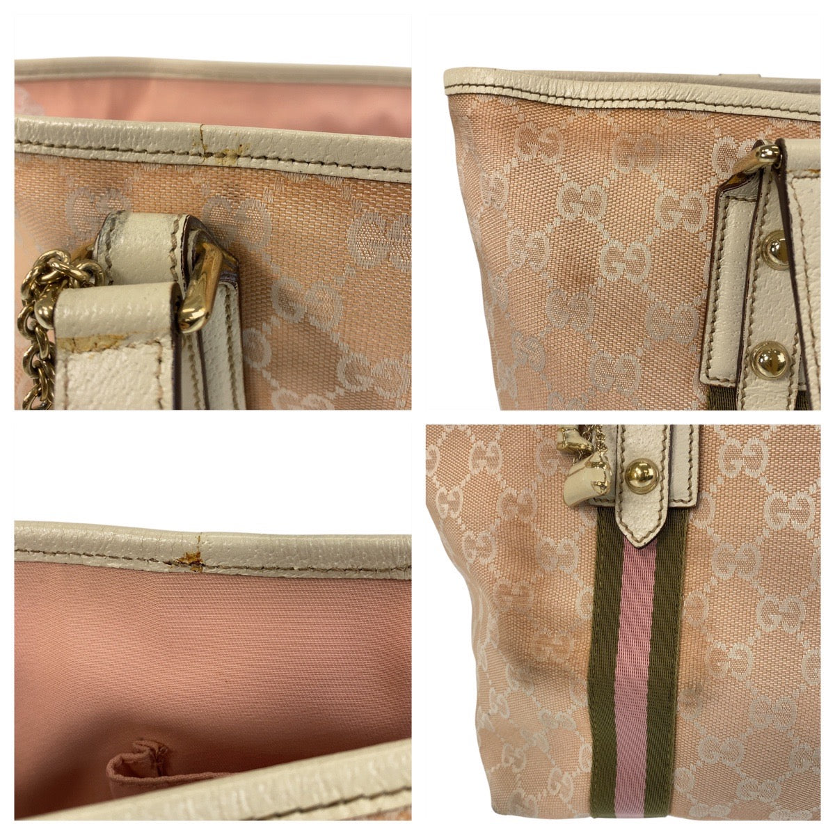 25883
GUCCI グッチ シェリーライン ピンク アイボリー ゴールド金具 GGキャンバス / レザー 137396 トートバッグ ショルダーバッグ レディース B28