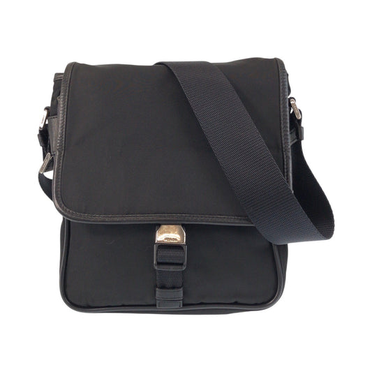 25885
PRADA プラダ テスート 三角ロゴプレート ブラック 黒 シルバー金具 ナイロン ショルダーバッグ ポシェット レディース AB34