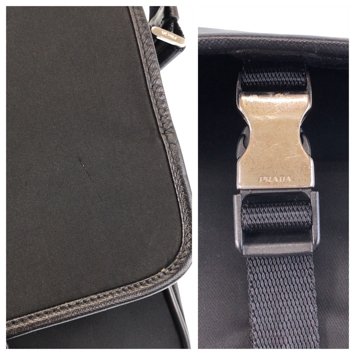 25885
PRADA プラダ テスート 三角ロゴプレート ブラック 黒 シルバー金具 ナイロン ショルダーバッグ ポシェット レディース AB34