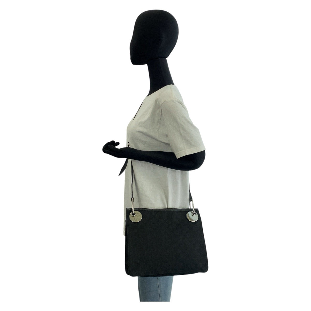25887
GUCCI グッチ ブラック 黒 シルバー金具 GGキャンバス / レザー 120841 ショルダーバッグ メッセンジャーバッグ レディース ABP40