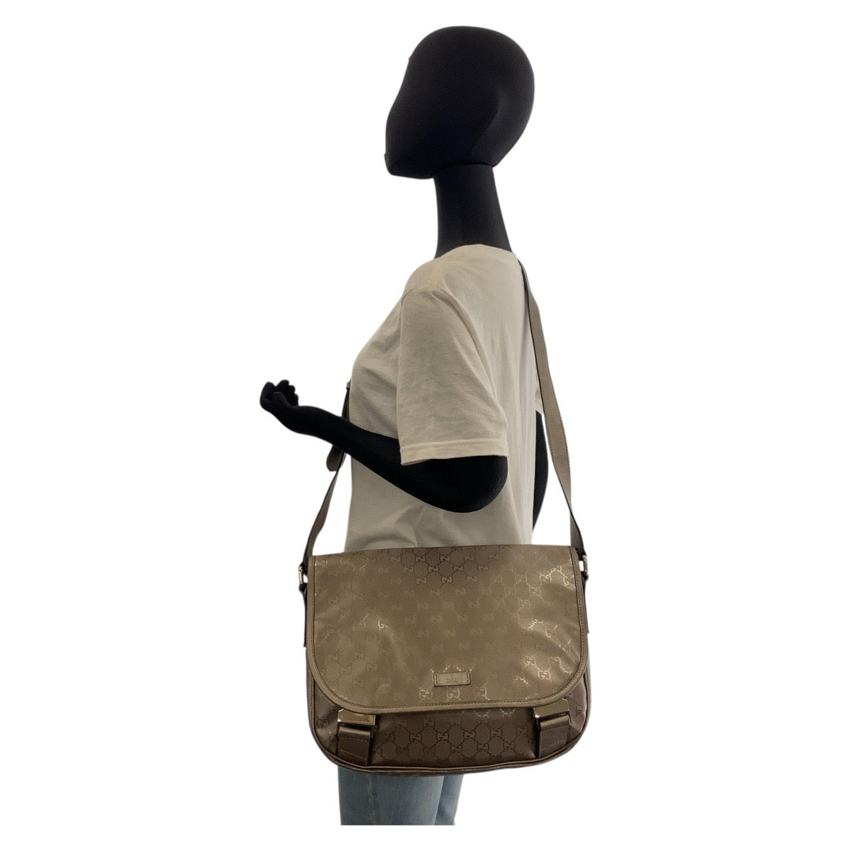 25890
GUCCI グッチ GGインプリメ メタリックブラウン シルバー金具 PVC 201732 ショルダーバッグ メッセンジャーバッグ レディース ABP43