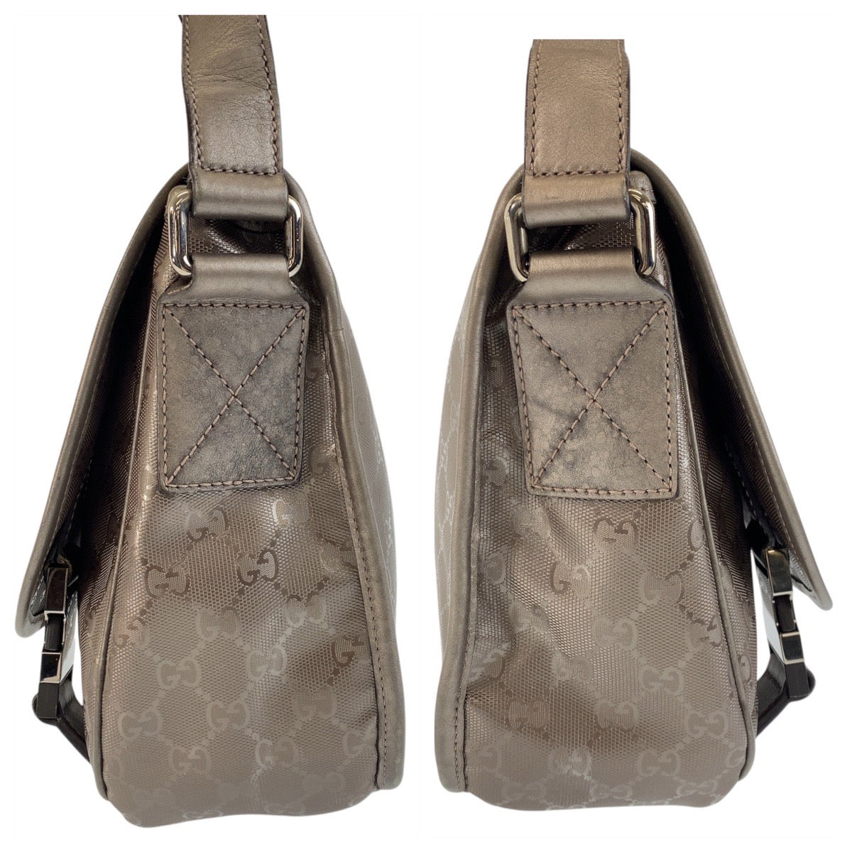 25890
GUCCI グッチ GGインプリメ メタリックブラウン シルバー金具 PVC 201732 ショルダーバッグ メッセンジャーバッグ レディース ABP43