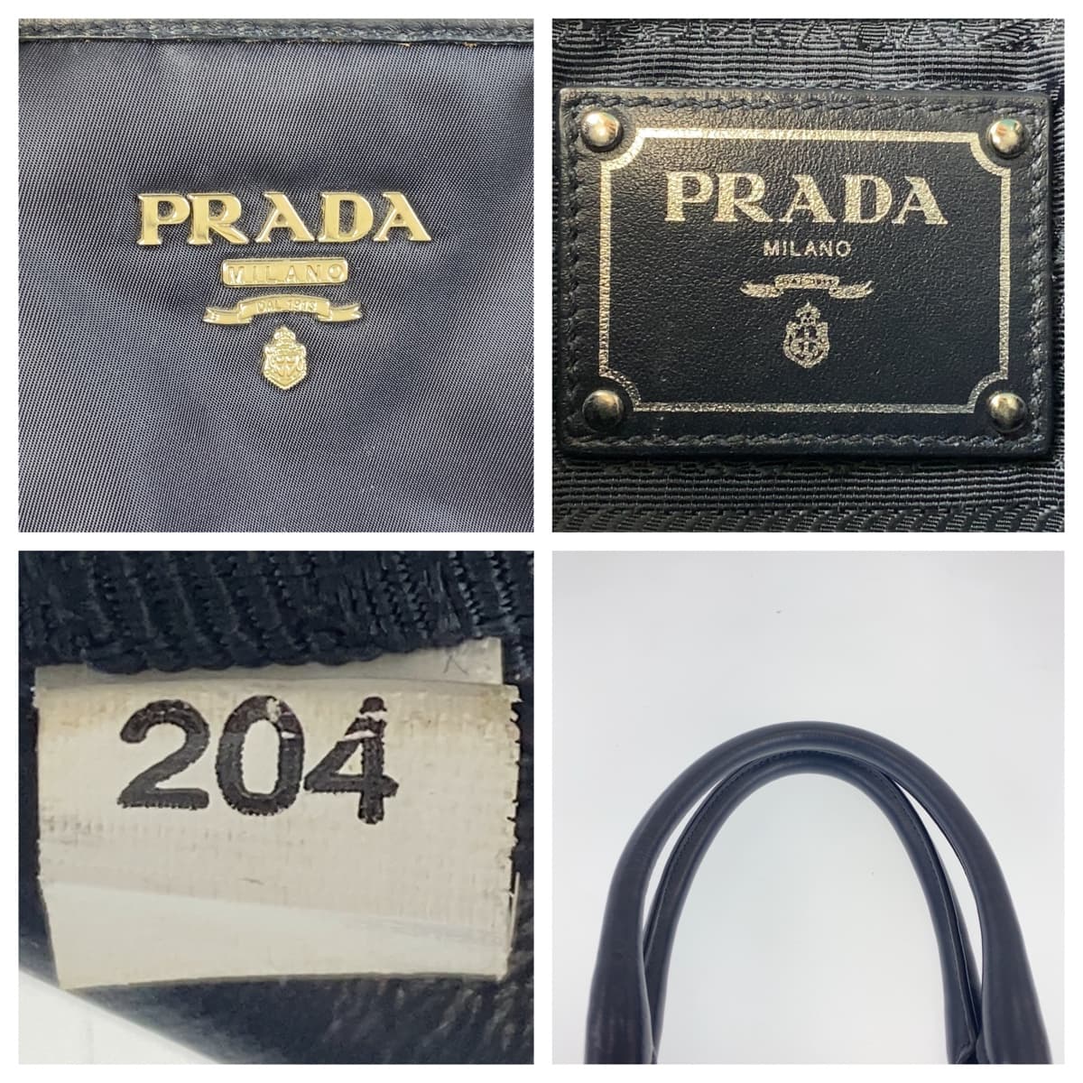 25891
PRADA プラダ テスート ネイビー ナイロン / レザー ハンドバッグ トートバッグ レディース ABP46