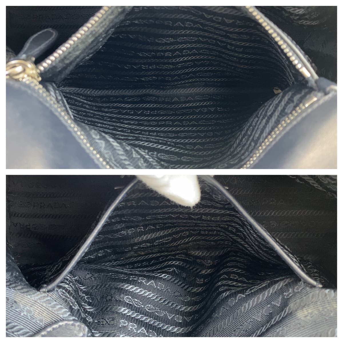 25891
PRADA プラダ テスート ネイビー ナイロン / レザー ハンドバッグ トートバッグ レディース ABP46