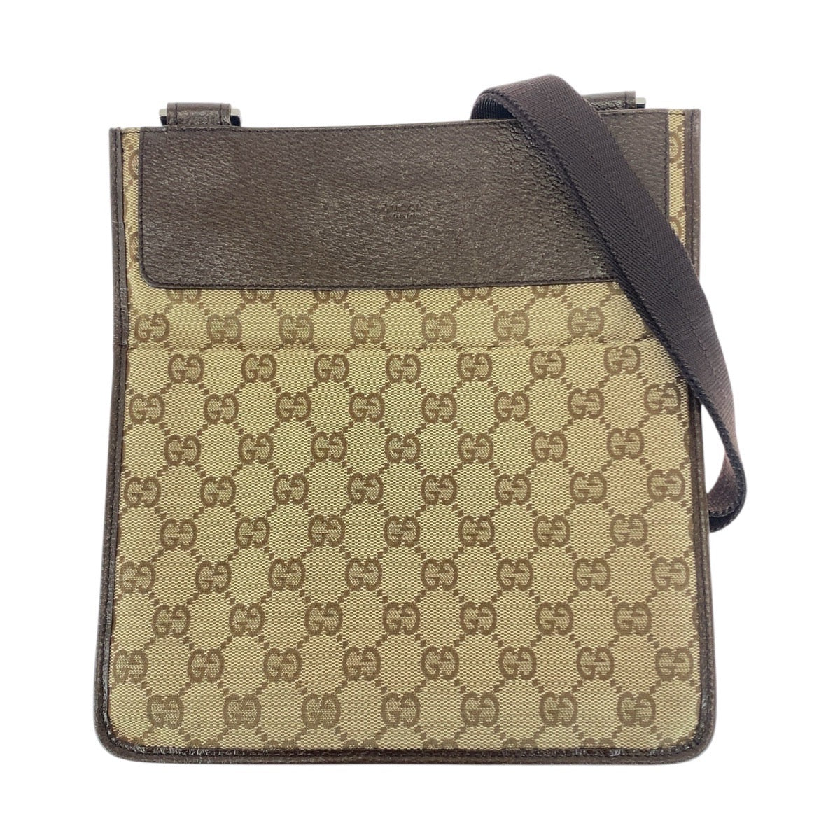25894
GUCCI グッチ ベージュ ブラウン シルバー金具 GGキャンバス / レザー 27639 ショルダーバッグ ポシェット レディース A46