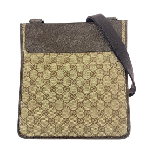 25894
GUCCI グッチ ベージュ ブラウン シルバー金具 GGキャンバス / レザー 27639 ショルダーバッグ ポシェット レディース A46