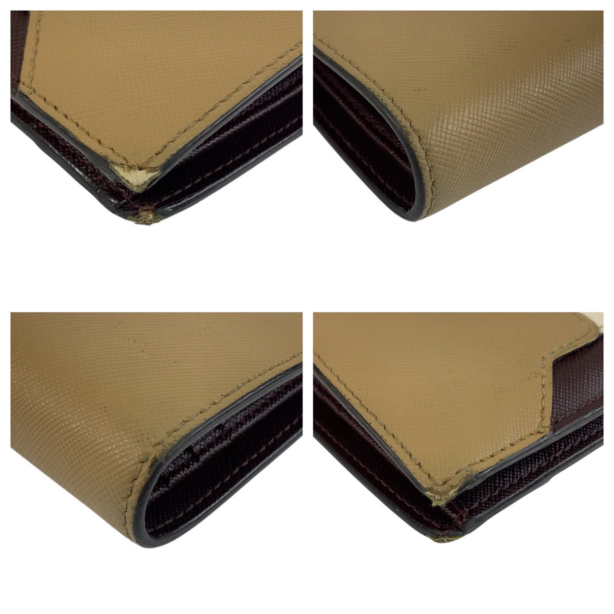 25895
MARNI マルニ ベージュ ブラウン ゴールド金具 レザー 折財布 コンパクトウォレット レディース AB9