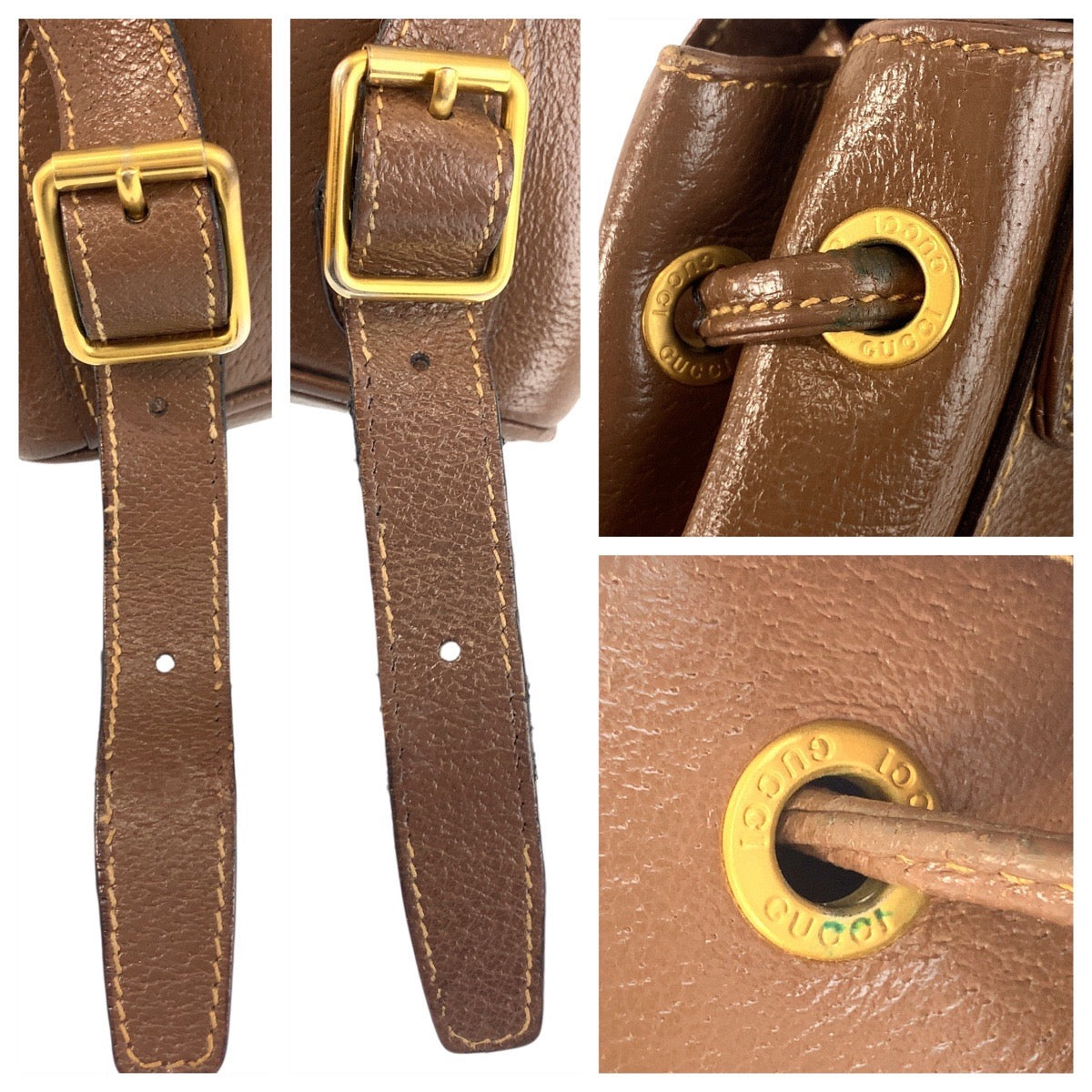 25897
GUCCI グッチ バンブー ブラウン ゴールド金具 レザー 003 2034 0030 リュックサック バックパック レディース AB22