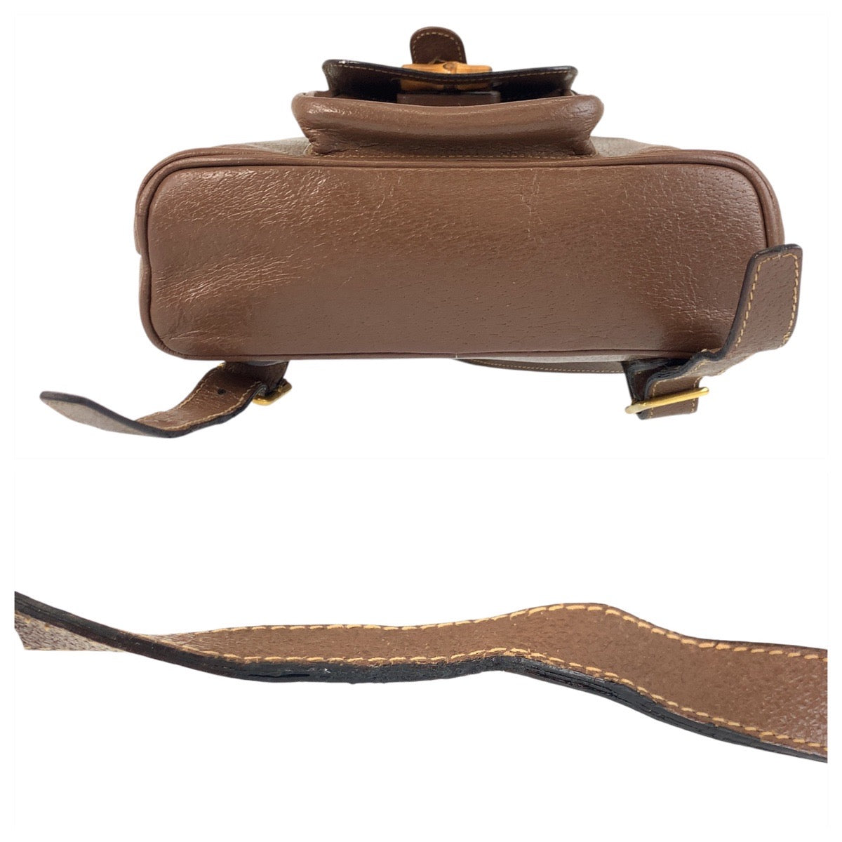 25897
GUCCI グッチ バンブー ブラウン ゴールド金具 レザー 003 2034 0030 リュックサック バックパック レディース AB22