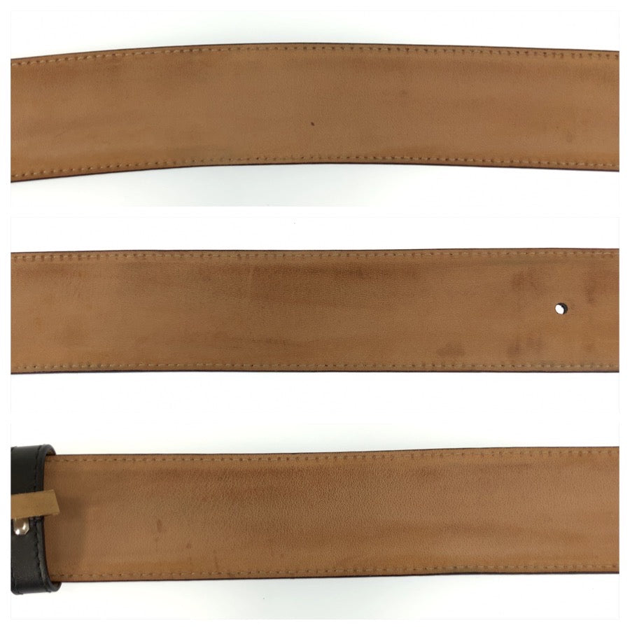 25901
GUCCI グッチ インターロッキング 85cm/34インチ ブラック 黒 シルバー金具 レザー 411924 ベルト バックル メンズ ABP26