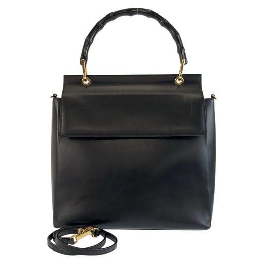 25903
GUCCI グッチ バンブー ブラック 黒 ゴールド金具 レザー 001 1886 ハンドバッグ ショルダーバッグ 2way レディース AB28