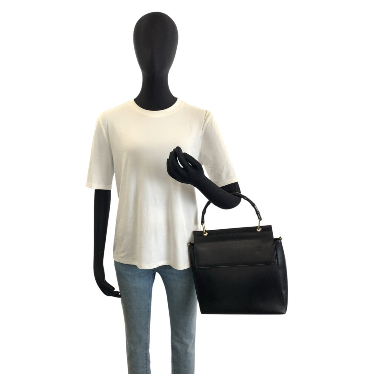 25903
GUCCI グッチ バンブー ブラック 黒 ゴールド金具 レザー 001 1886 ハンドバッグ ショルダーバッグ 2way レディース AB28