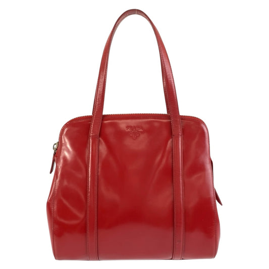 25905
PRADA プラダ レッド シルバー金具 パテントレザー ハンドバッグ トートバッグ レディース AB35