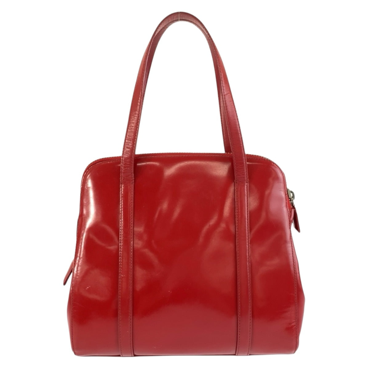 25905
PRADA プラダ レッド シルバー金具 パテントレザー ハンドバッグ トートバッグ レディース AB35