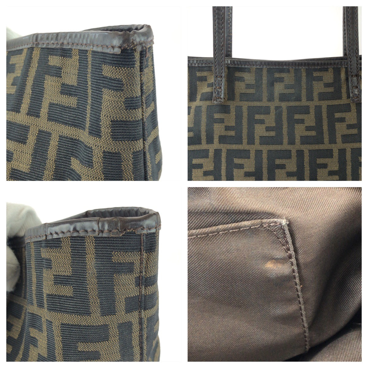 25906
FENDI フェンディ ズッカ ブラウン ダークブラウン キャンバス / レザー トートバッグ ショルダーバッグ レディース AB38