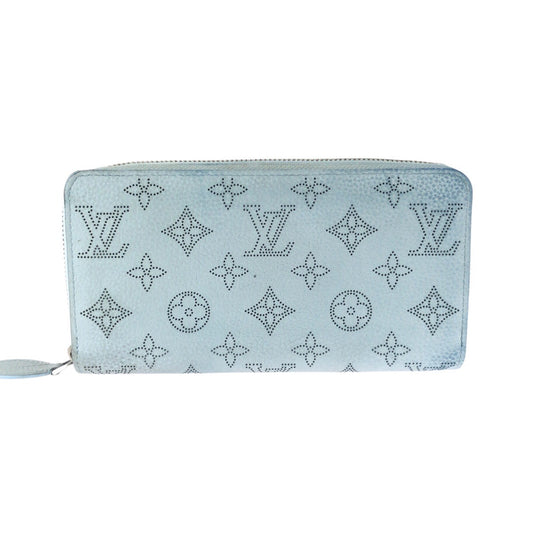 25907
LOUIS VUITTON ルイヴィトン モノグラム マヒナ ジッピー ウォレット ライトブルー シルバー金具 レザー M29052 長財布 ロングウォレット レディース ABP38