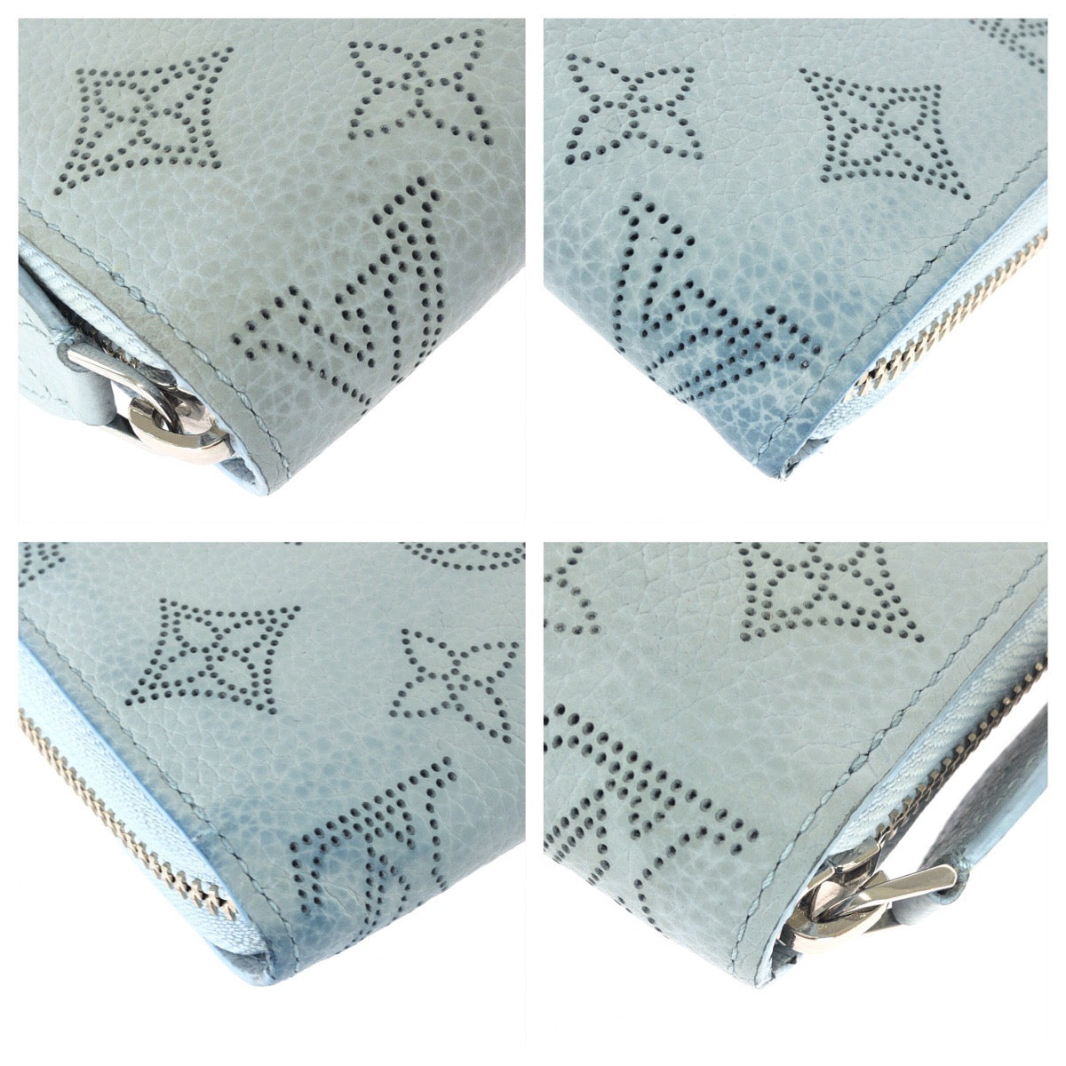 25907
LOUIS VUITTON ルイヴィトン モノグラム マヒナ ジッピー ウォレット ライトブルー シルバー金具 レザー M29052 長財布 ロングウォレット レディース ABP38