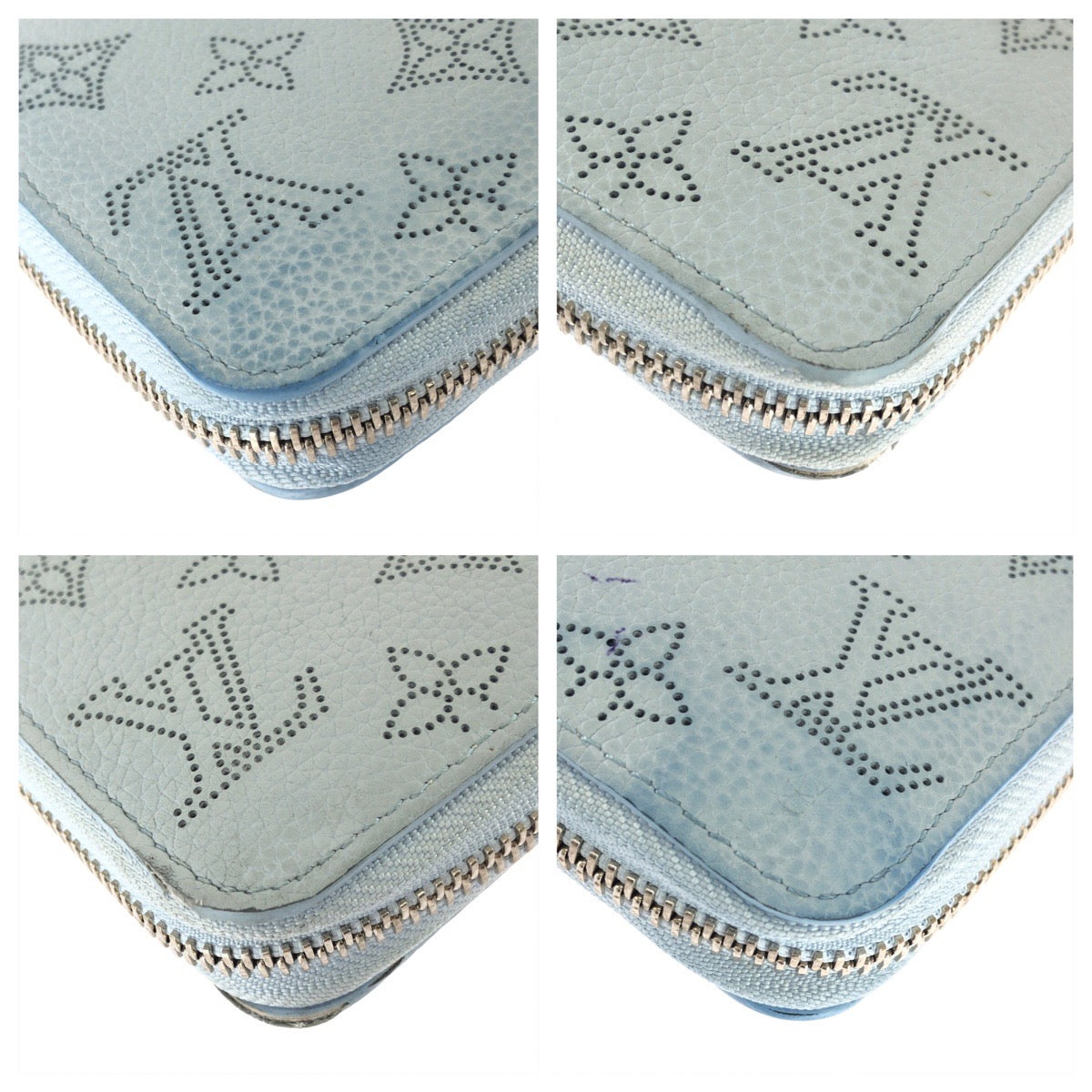 25907
LOUIS VUITTON ルイヴィトン モノグラム マヒナ ジッピー ウォレット ライトブルー シルバー金具 レザー M29052 長財布 ロングウォレット レディース ABP38