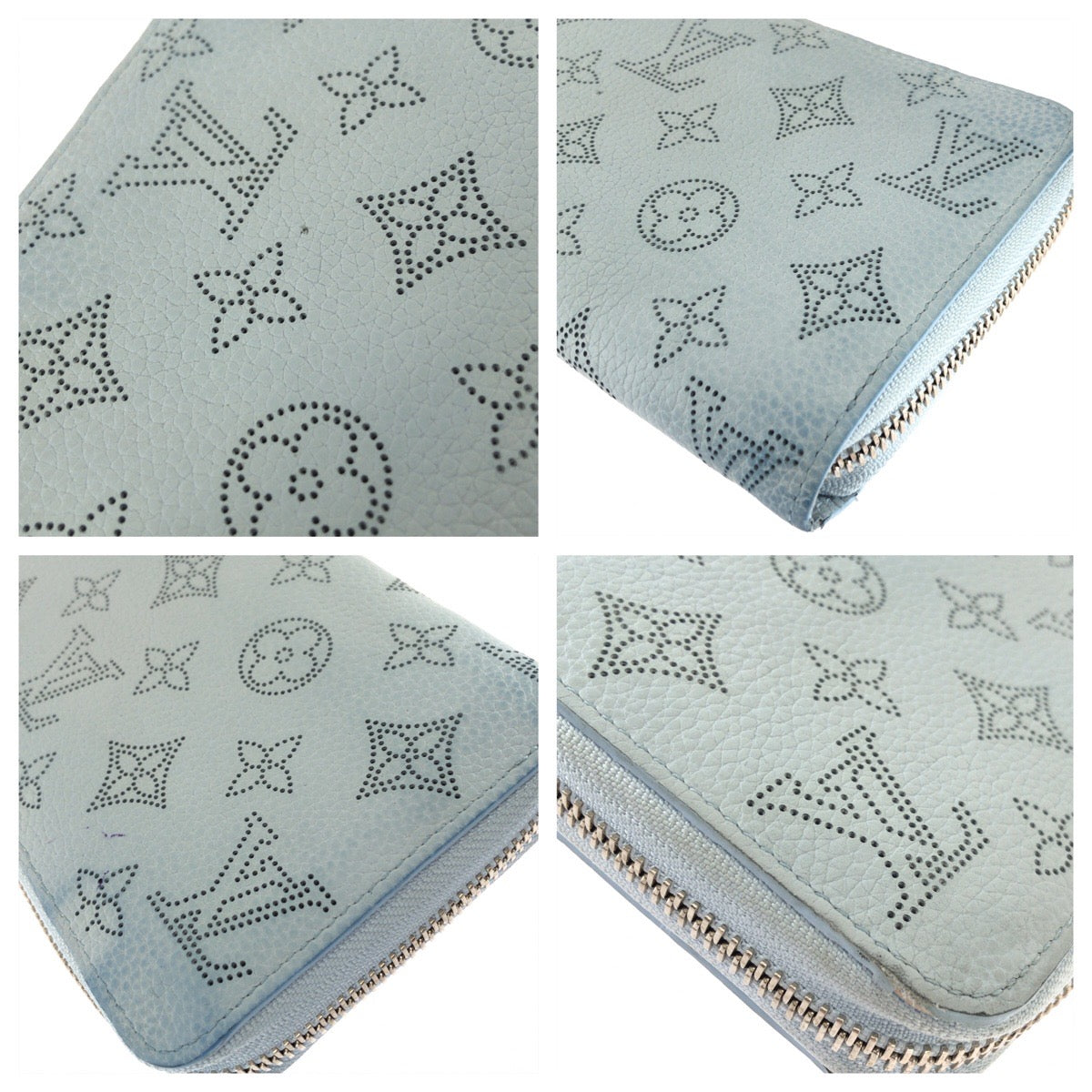 25907
LOUIS VUITTON ルイヴィトン モノグラム マヒナ ジッピー ウォレット ライトブルー シルバー金具 レザー M29052 長財布 ロングウォレット レディース ABP38