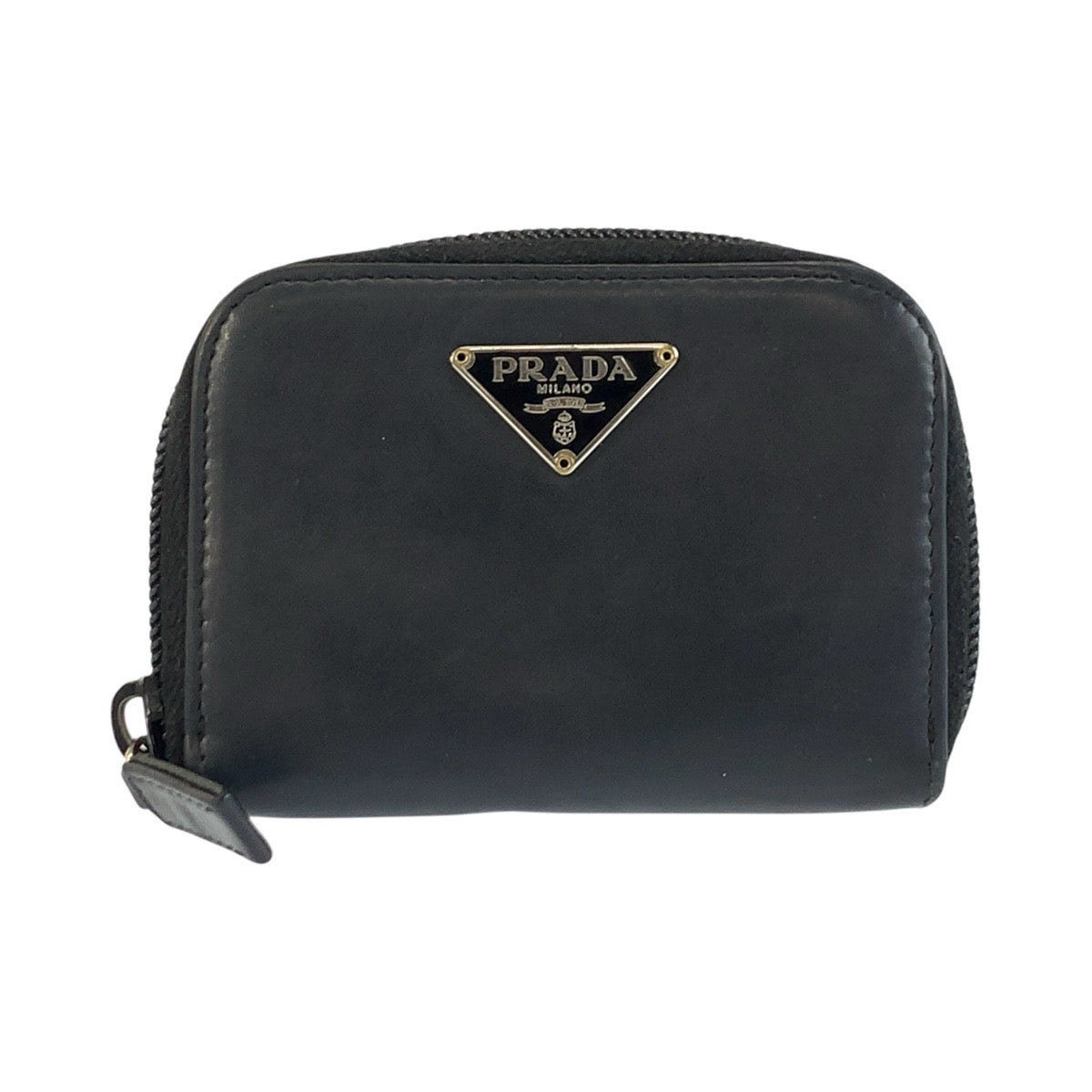 25912
PRADA プラダ 三角ロゴプレート ブラック 黒 シルバー金具 レザー コインケース 小銭いれ メンズ AB14