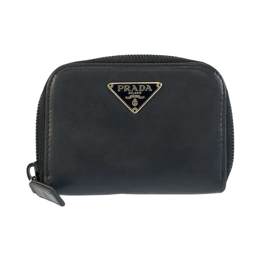 25912
PRADA プラダ 三角ロゴプレート ブラック 黒 シルバー金具 レザー コインケース 小銭いれ メンズ AB14