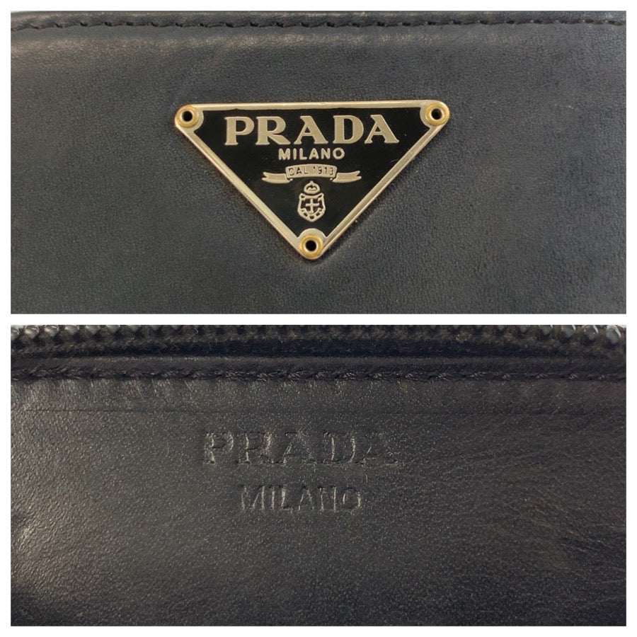 25912
PRADA プラダ 三角ロゴプレート ブラック 黒 シルバー金具 レザー コインケース 小銭いれ メンズ AB14