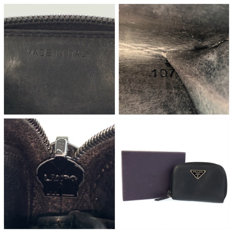 25912
PRADA プラダ 三角ロゴプレート ブラック 黒 シルバー金具 レザー コインケース 小銭いれ メンズ AB14