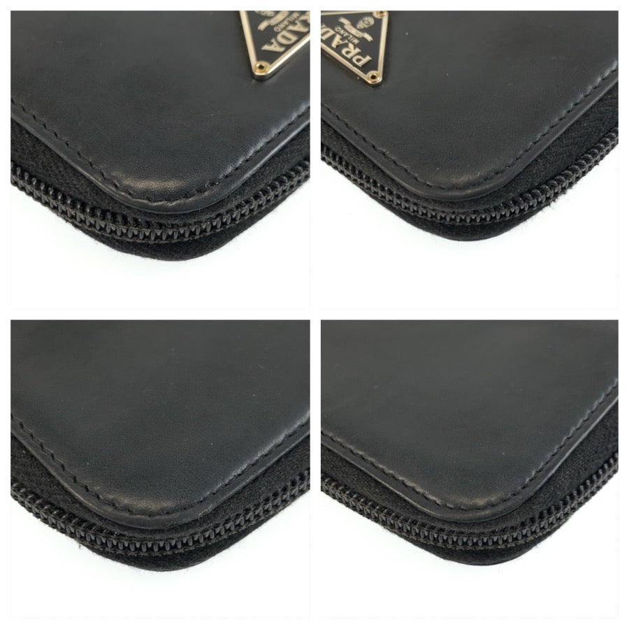 25912
PRADA プラダ 三角ロゴプレート ブラック 黒 シルバー金具 レザー コインケース 小銭いれ メンズ AB14