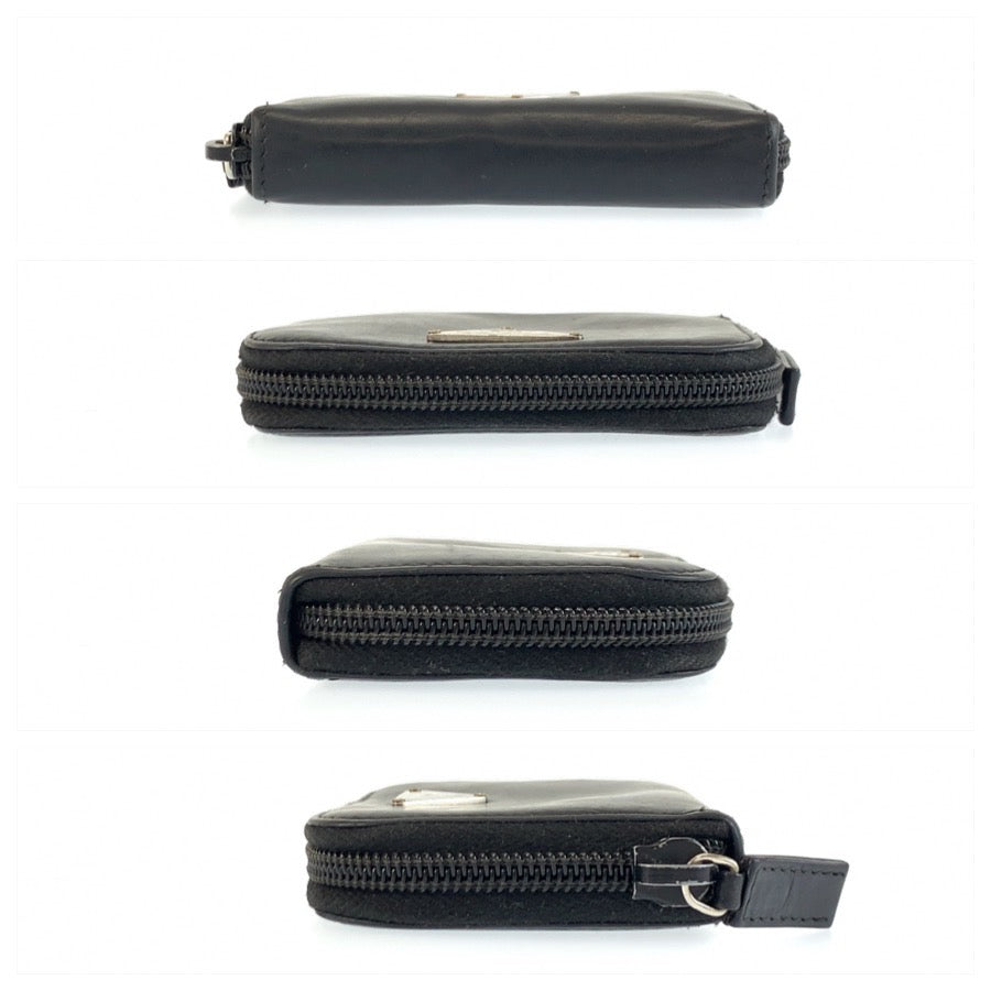 25912
PRADA プラダ 三角ロゴプレート ブラック 黒 シルバー金具 レザー コインケース 小銭いれ メンズ AB14