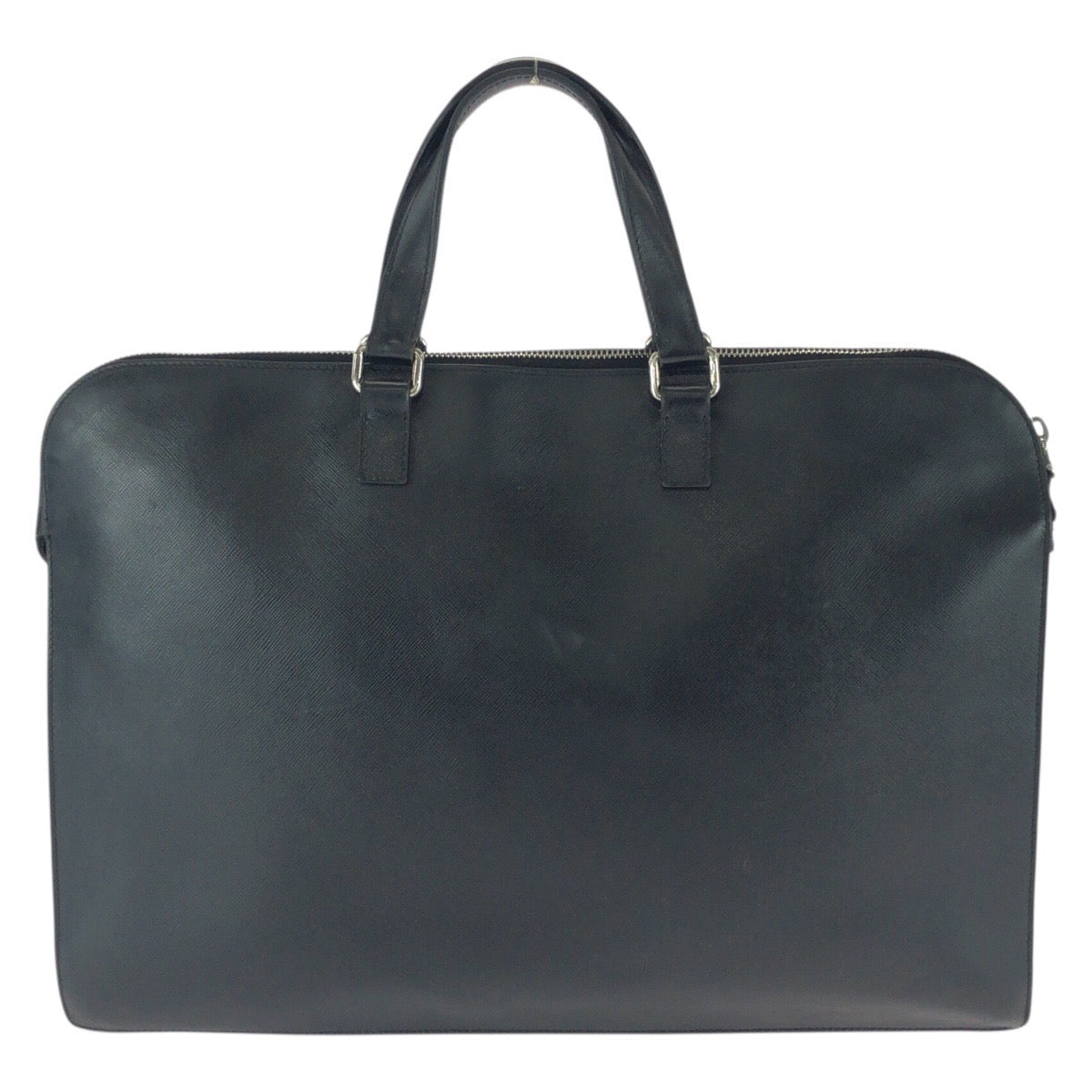 25914
PRADA プラダ サフィアーノ 三角ロゴプレート ブラック 黒 シルバー金具 レザー ビジネスバッグ ブリーフケース メンズ AB35