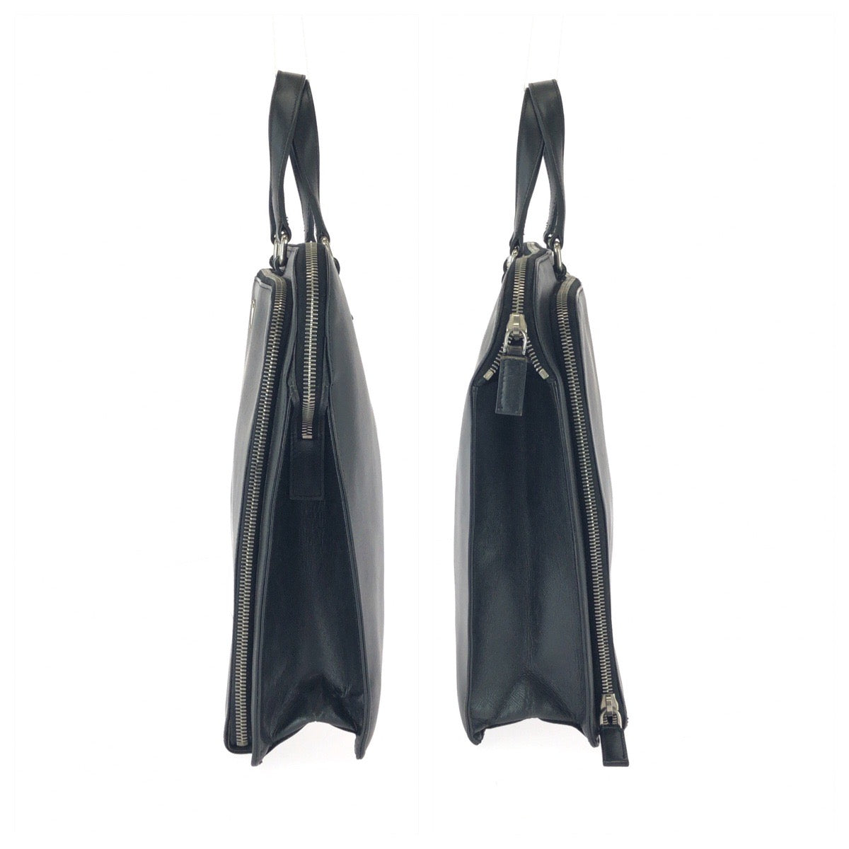 25914
PRADA プラダ サフィアーノ 三角ロゴプレート ブラック 黒 シルバー金具 レザー ビジネスバッグ ブリーフケース メンズ AB35