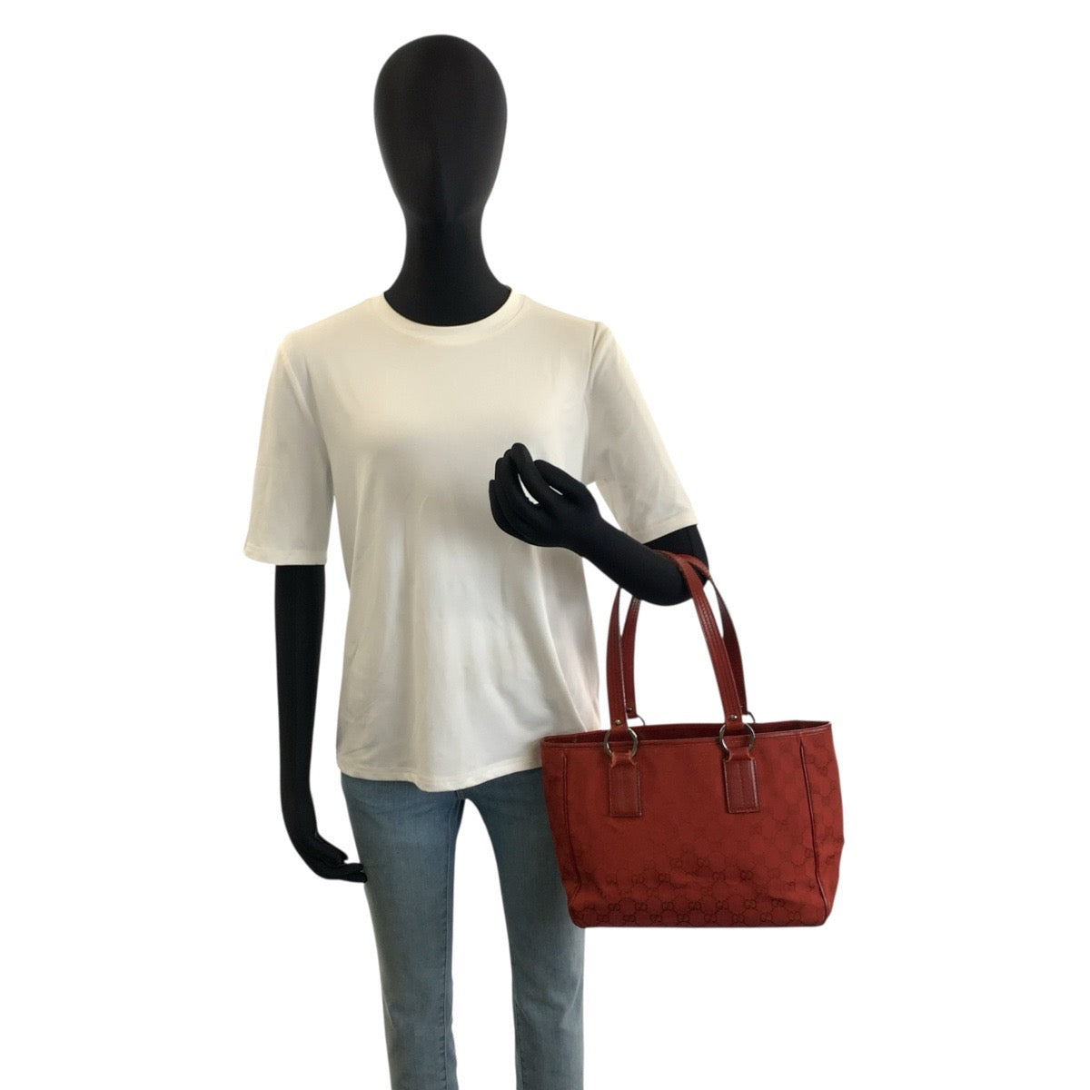 25916
GUCCI グッチ レッド GGキャンバス / レザー 113019 トートバッグ ハンドバッグ レディース AB21