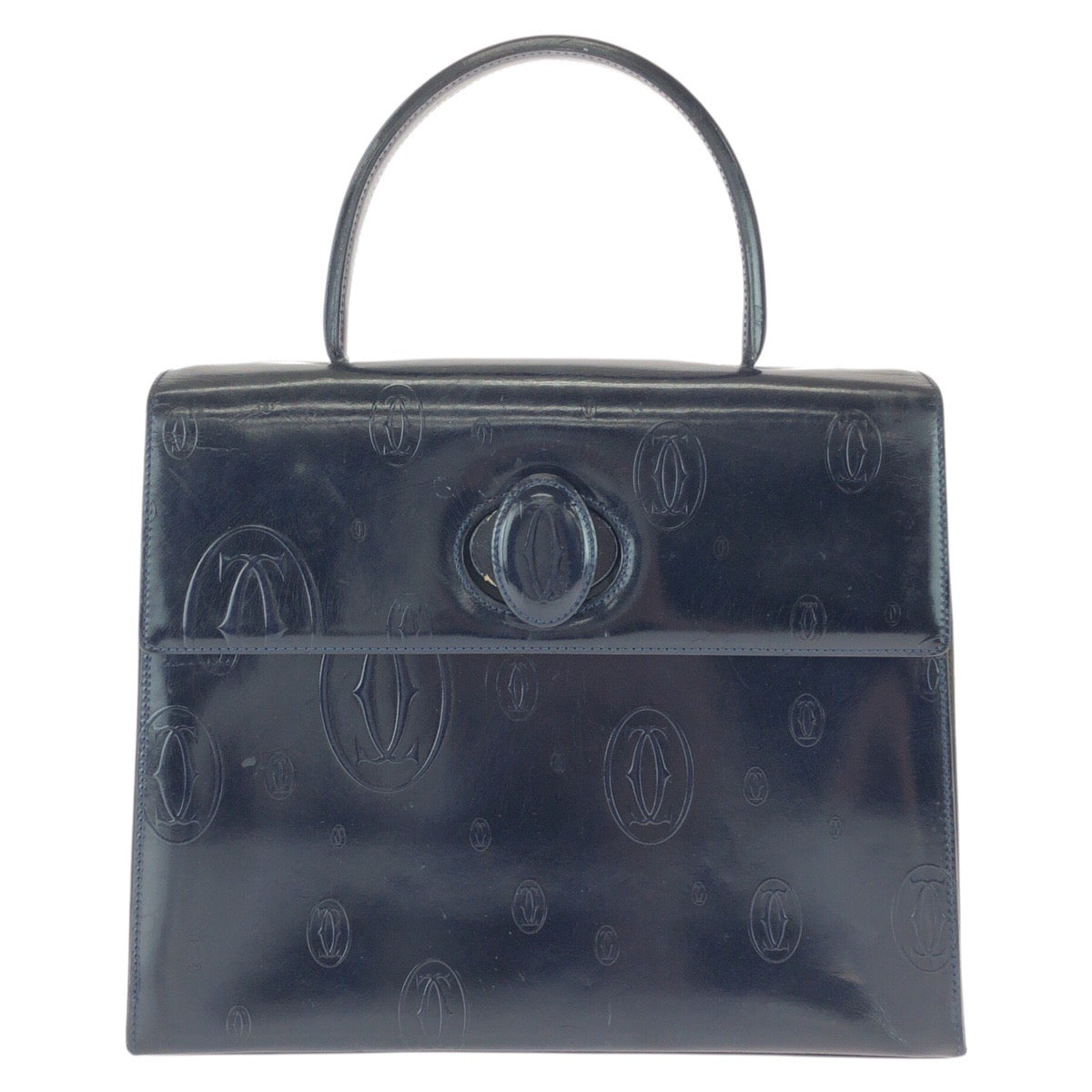 25918
CARTIER カルティエ ヴィンテージ ハッピーバースデー ネイビー ダークネイビー パテントレザー ハンドバッグ レディース AB49