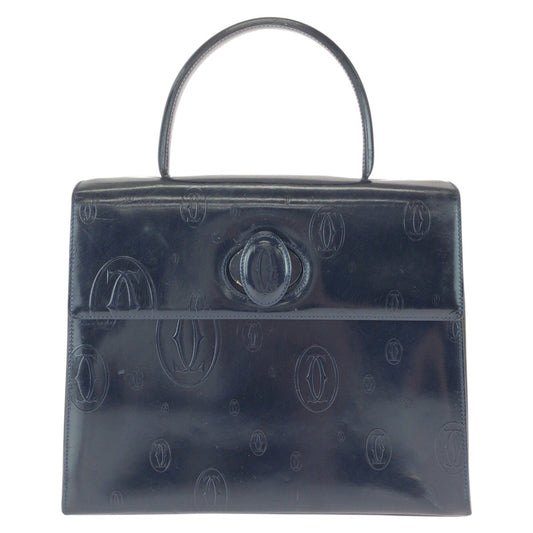 25918
CARTIER カルティエ ヴィンテージ ハッピーバースデー ネイビー ダークネイビー パテントレザー ハンドバッグ レディース AB49